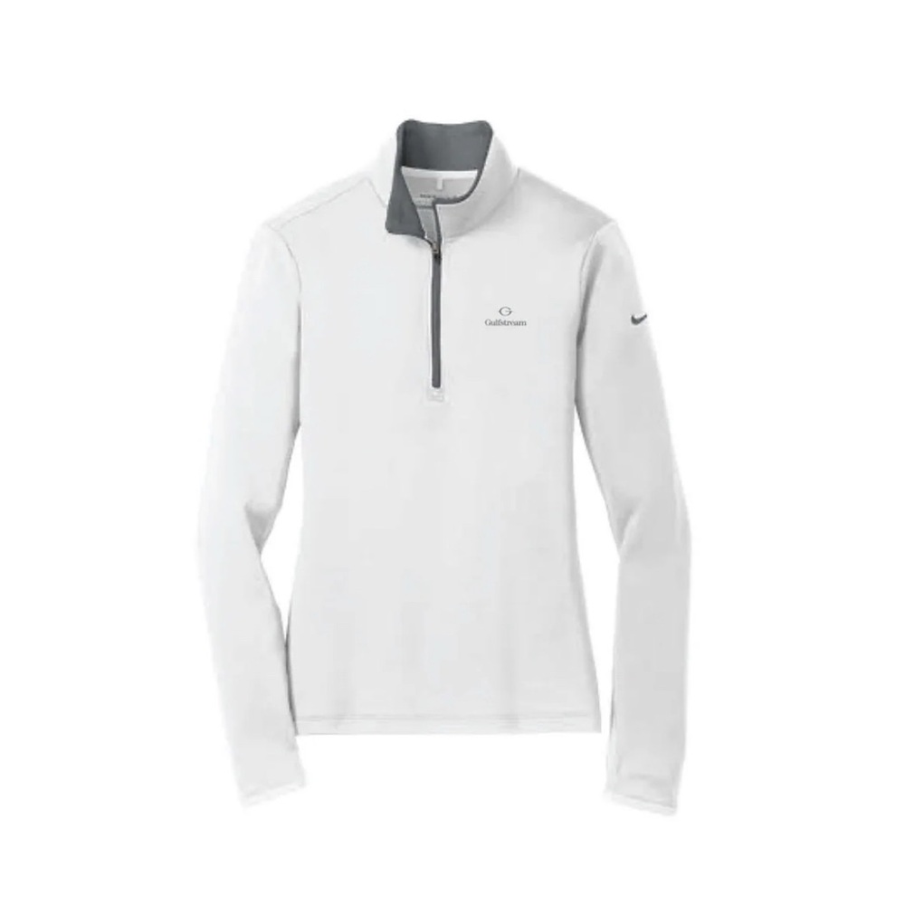Gulfstream branded Nike Dry-Fit White Quarter-Zip Pullover, Women’s Size M